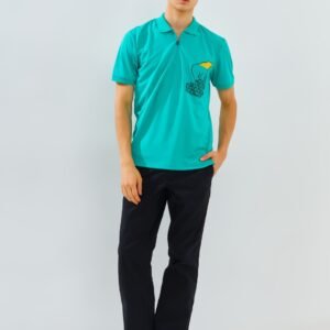 Jack Nicklaus Strauss Polo Shirt Pria Slim Fit Peacock Green