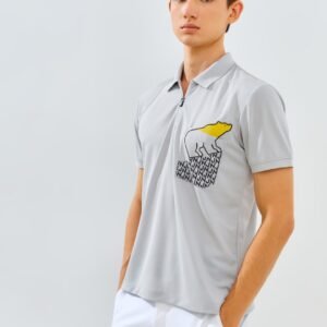 Jack Nicklaus Strauss Polo Shirt Pria Slim Fit Light Grey