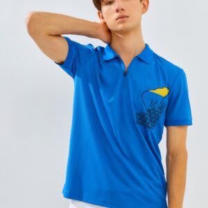 Jack Nicklaus Strauss Polo Shirt Pria Slim Fit Strong Blue