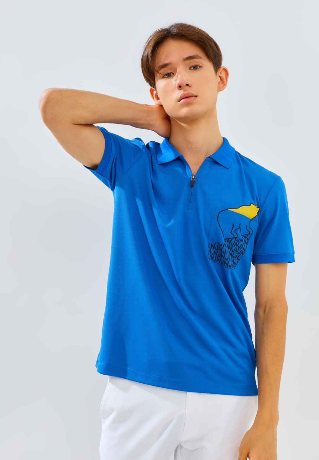 Jack Nicklaus Strauss Polo Shirt Pria Slim Fit Strong Blue
