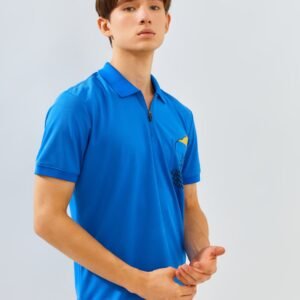Jack Nicklaus Strauss Polo Shirt Pria Slim Fit Strong Blue