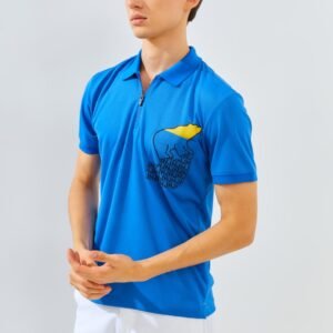 Jack Nicklaus Strauss Polo Shirt Pria Slim Fit Strong Blue
