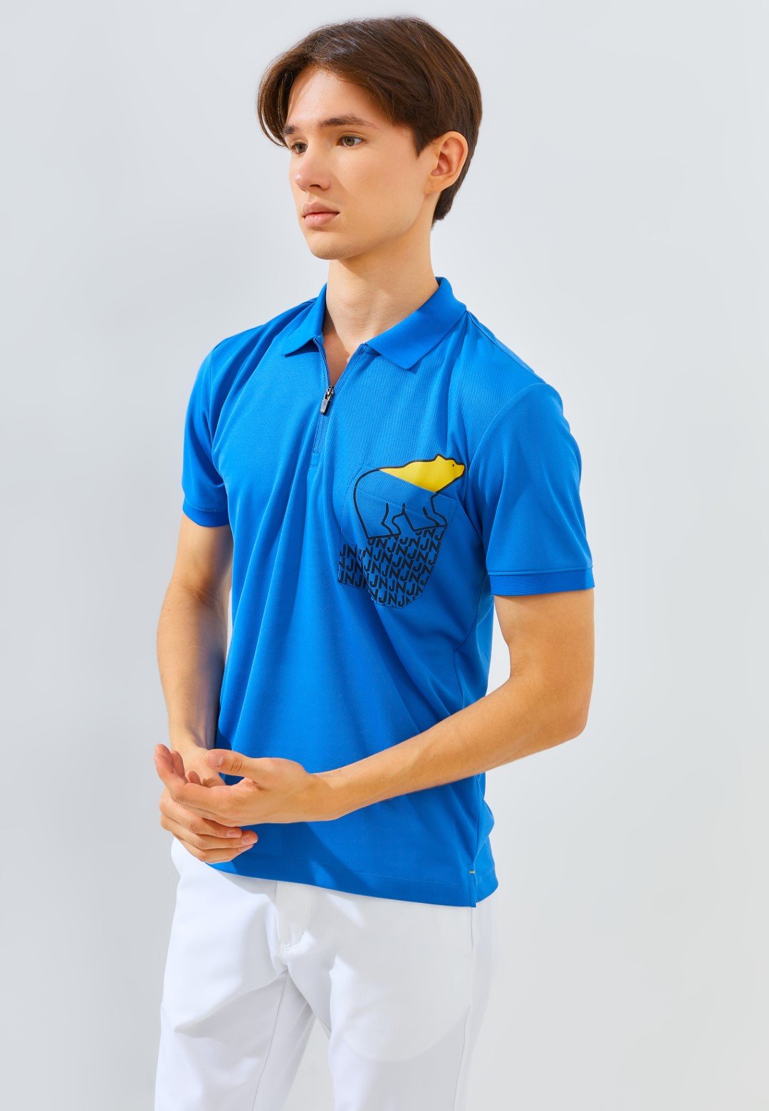 Jack Nicklaus Strauss Polo Shirt Pria Slim Fit Strong Blue - Image 4