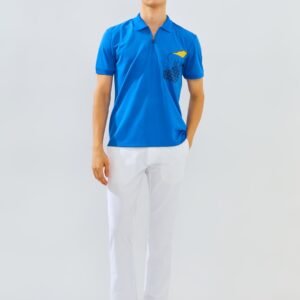 Jack Nicklaus Strauss Polo Shirt Pria Slim Fit Strong Blue