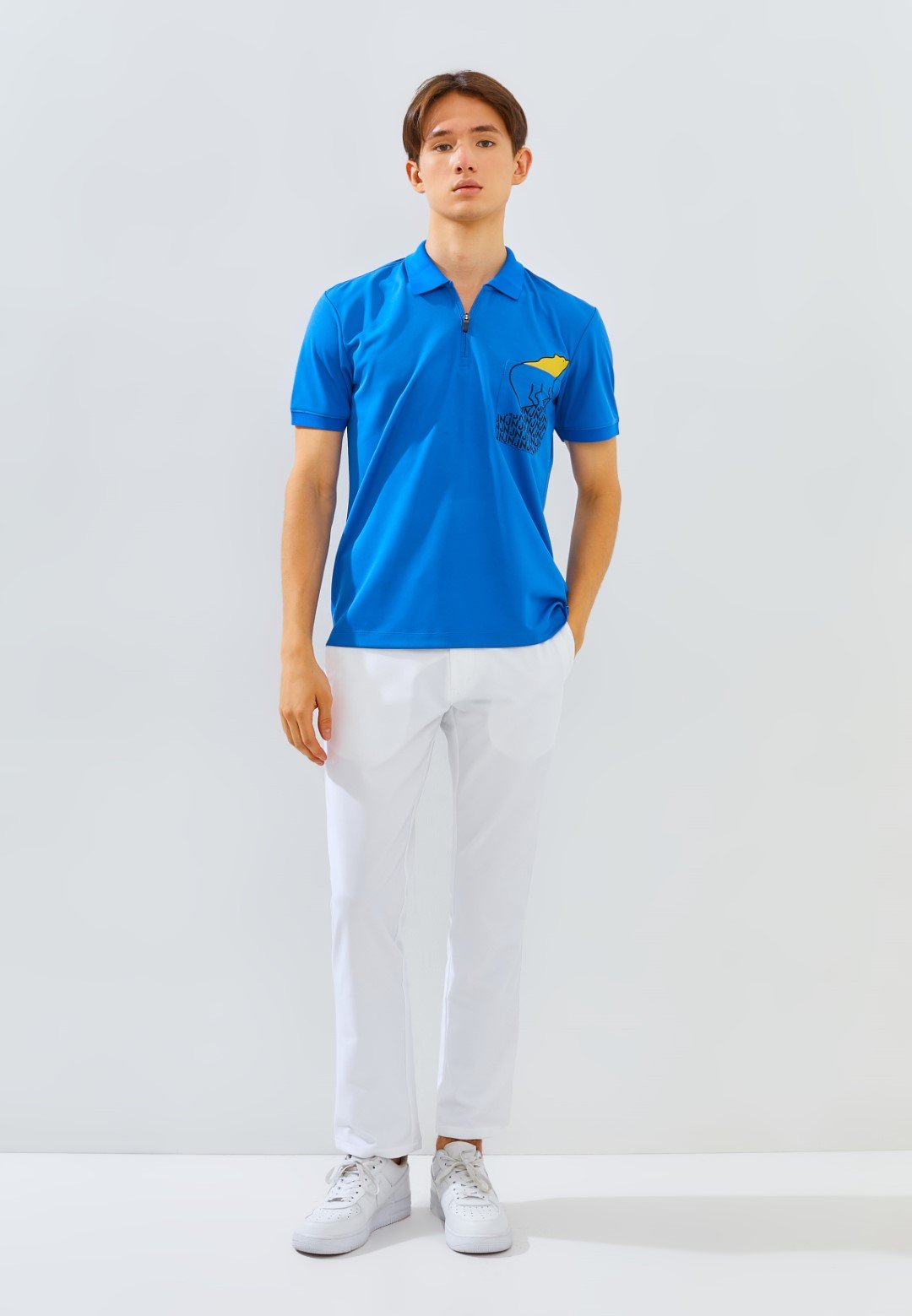 Jack Nicklaus Strauss Polo Shirt Pria Slim Fit Strong Blue - Image 5