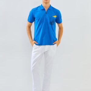 Jack Nicklaus Strauss Polo Shirt Pria Slim Fit Strong Blue