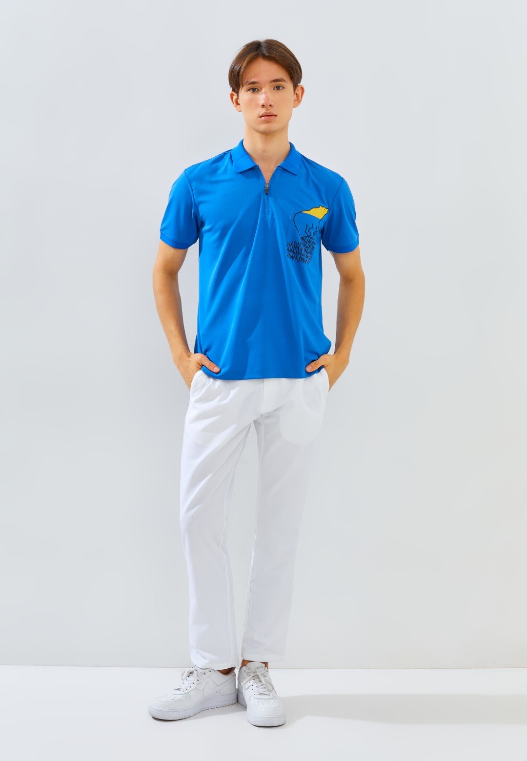 Jack Nicklaus Strauss Polo Shirt Pria Slim Fit Strong Blue - Image 6