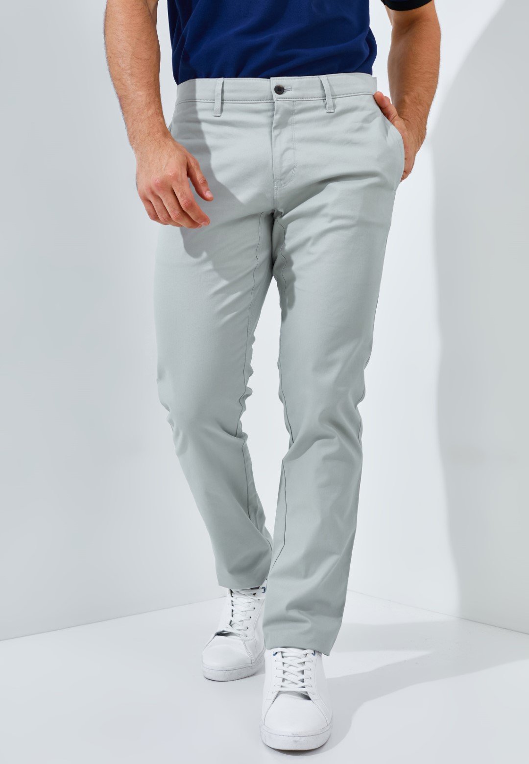 Jack Nicklaus Thunderbird Celana Panjang Pria Slim Fit Light Grey