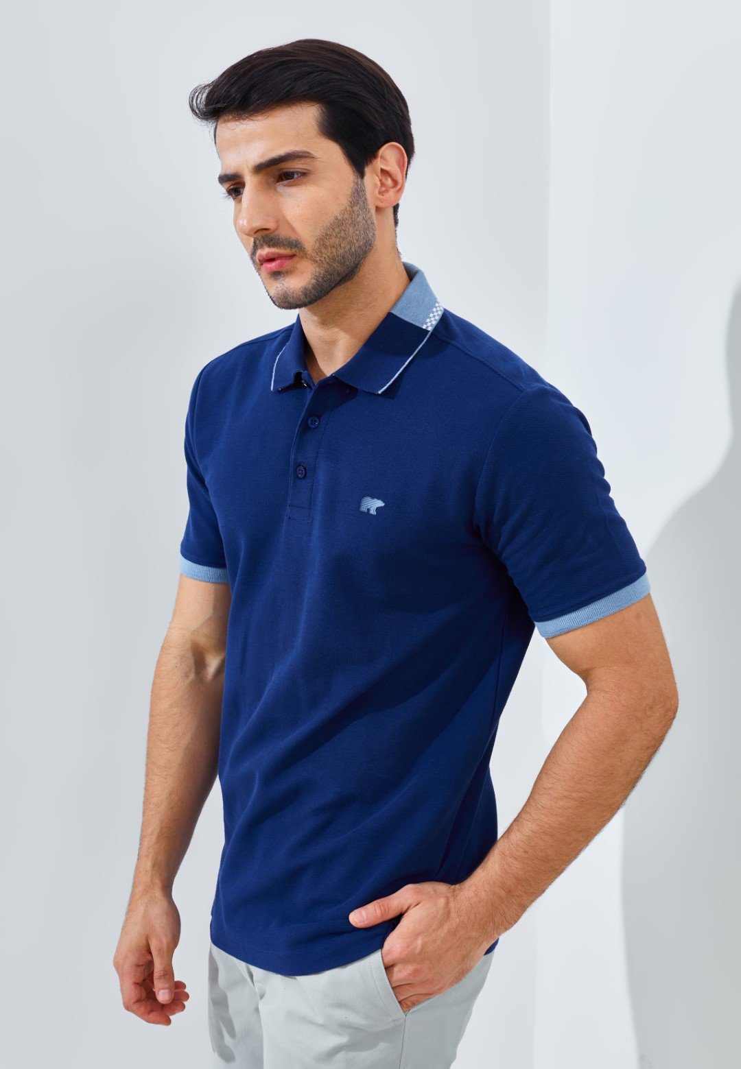 Jack Nicklaus Volante Polo Shirt Pria Regular Fit Sodalite Blue - Image 3