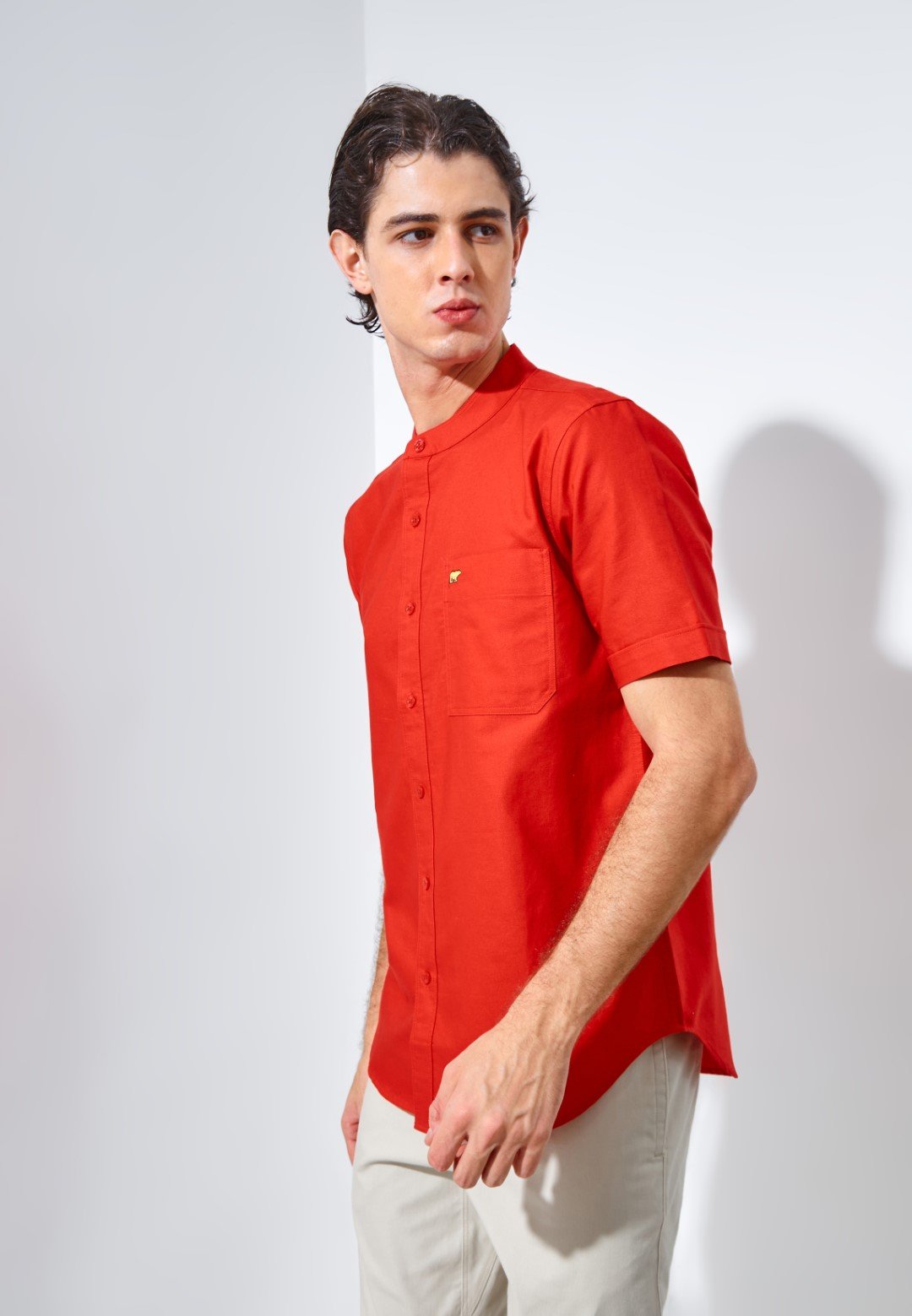 Jack Nicklaus Volga Kemeja Shanghai Pria Pendek Slim Fit Chili Red - Image 2