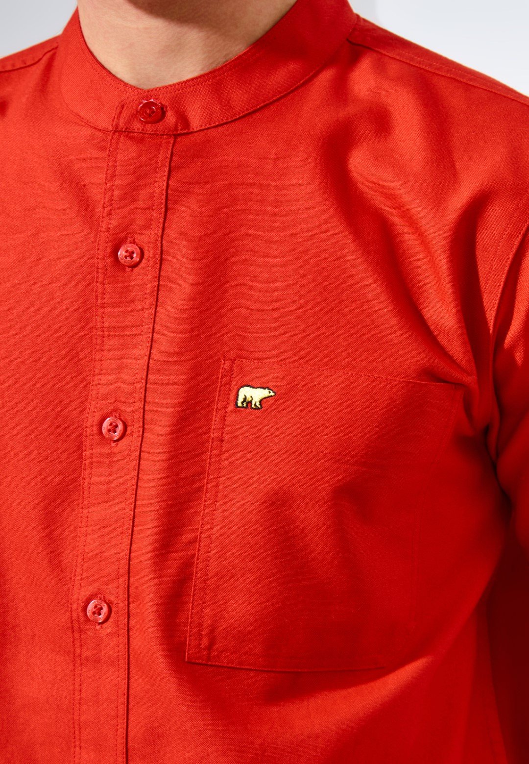 Jack Nicklaus Volga Kemeja Shanghai Pria Pendek Slim Fit Chili Red - Image 3