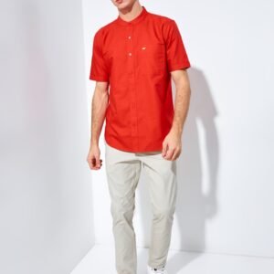 Jack Nicklaus Volga Kemeja Shanghai Pria Pendek Slim Fit Chili Red
