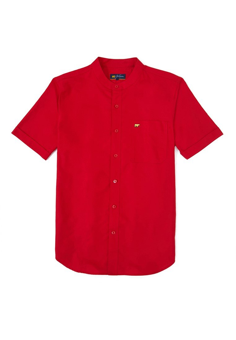 Jack Nicklaus Volga Kemeja Shanghai Pria Pendek Slim Fit Chili Red - Image 7