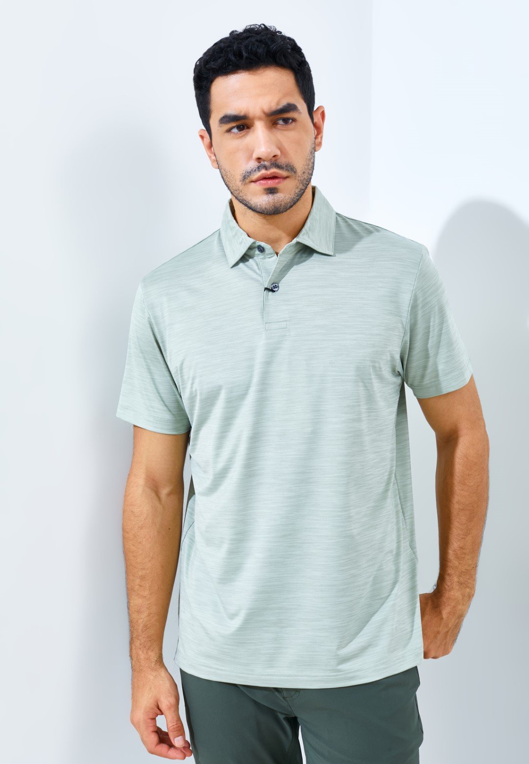 Jack Nicklaus Whitley Premium Tonal Two Color Solid Polo Sage Leaf
