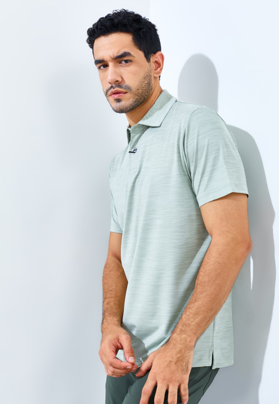 Jack Nicklaus Whitley Premium Tonal Two Color Solid Polo Sage Leaf - Image 2
