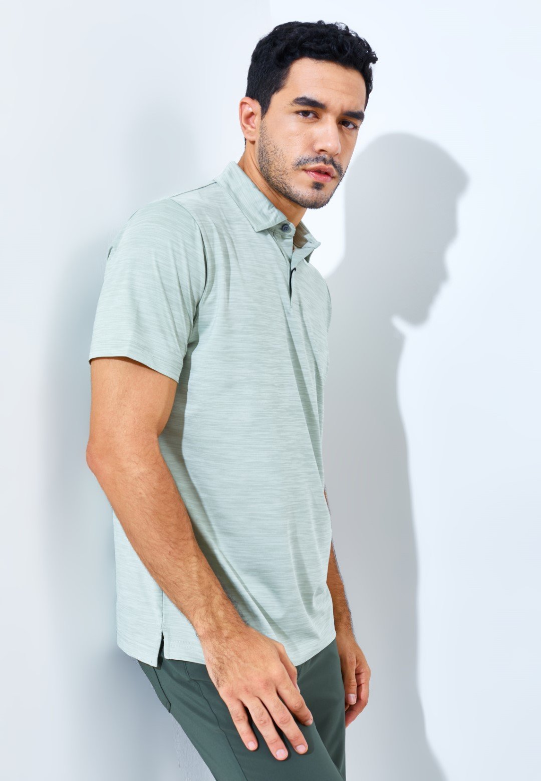 Jack Nicklaus Whitley Premium Tonal Two Color Solid Polo Sage Leaf - Image 3