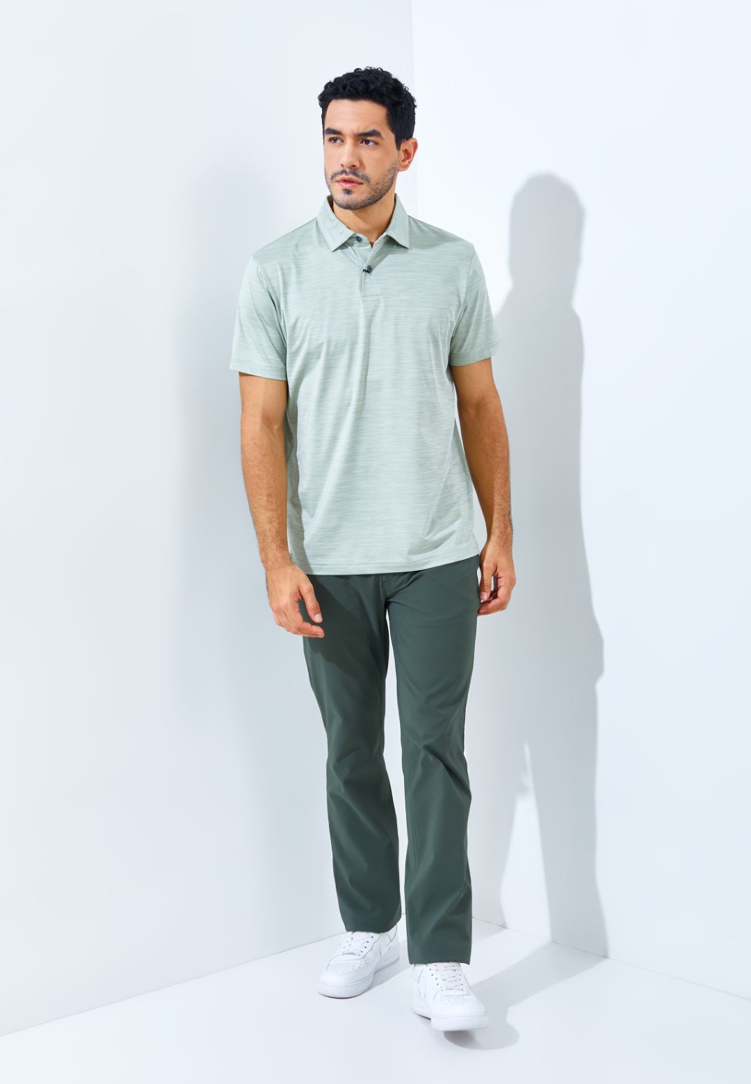 Jack Nicklaus Whitley Premium Tonal Two Color Solid Polo Sage Leaf - Image 6