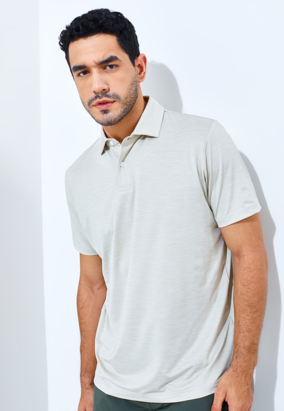 Jack Nicklaus Whitley Premium Tonal Two Color Solid Polo Ice Stone - Image 3