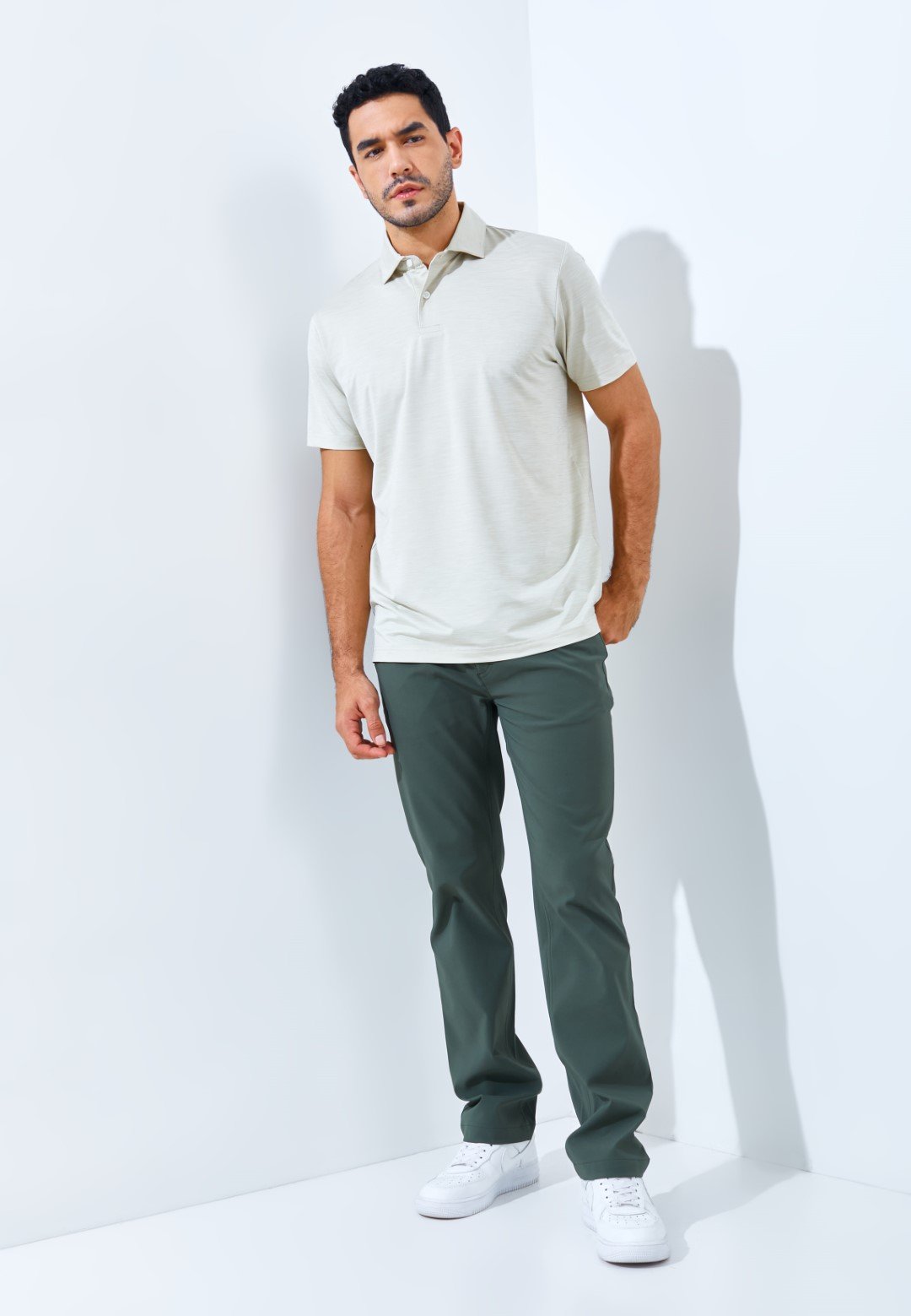 Jack Nicklaus Whitley Premium Tonal Two Color Solid Polo Ice Stone - Image 6