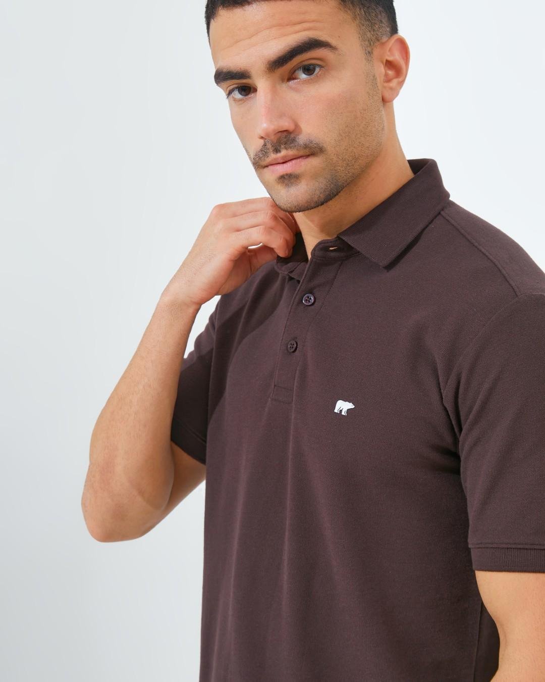 Jack Nicklaus Cairo Polo Shirt Pria Regular Fit Brown - Image 5