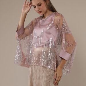 Personal Style Blouse Kaftan Wanita Brukat Sequin Pink
