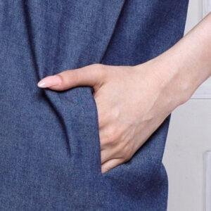 Personal Style Dress Kasual Wanita Chambray Cocoon Navy