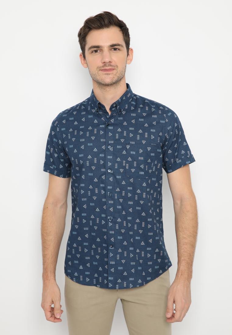 Jobb Theodor Kemeja Pria Lengan Pendek Slim Fit Navy