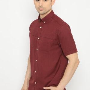 Jack Nicklaus Forester Kemeja Pria Lengan Pendek Slim Fit Maroon