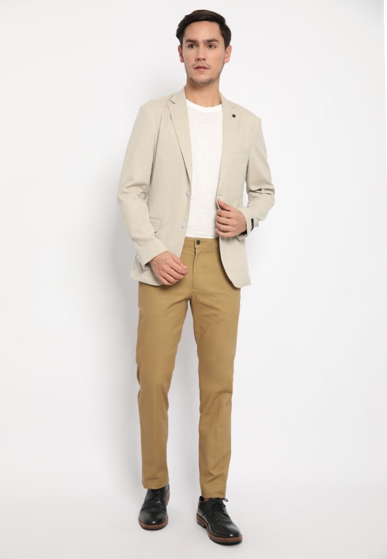 Jobb Cavali-T2 Jas Pria Slim Fit Light Khaki