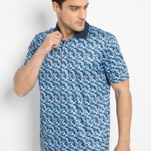 Jack Nicklaus Avellino Premium Optical Grid Geometric Print Polo Classic Navy