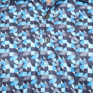 Jack Nicklaus Avellino Premium Optical Grid Geometric Print Polo Classic Navy