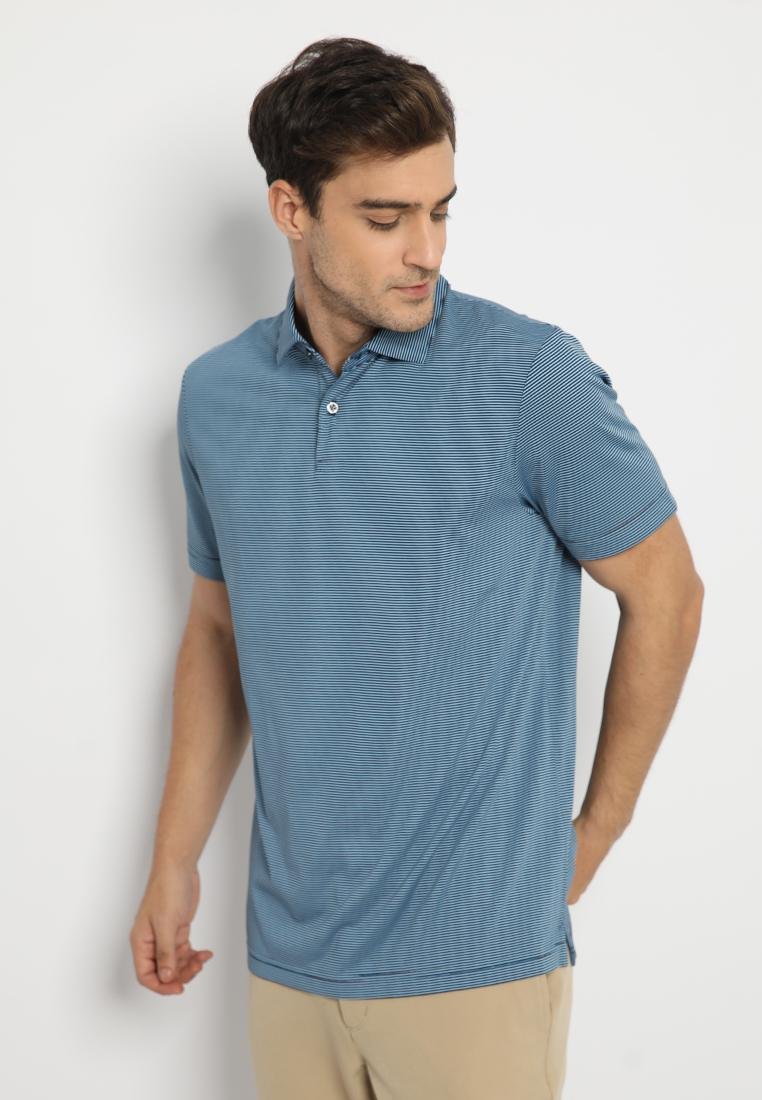 Jack Nicklaus Catania Premium Feeder Stripe Polo Classic Navy - Image 2