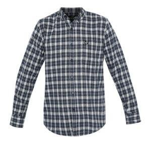 Jobb Aoki Kemeja Pria Flannel Lengan Panjang Slim Fit Navy