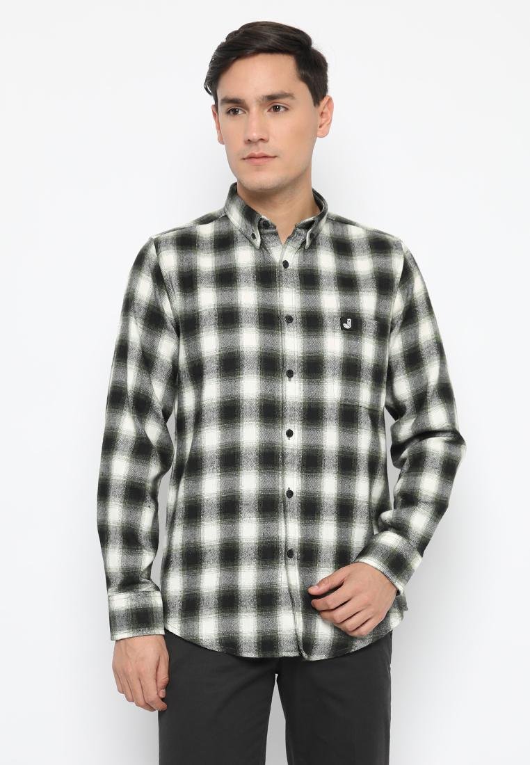 Jobb Akito Kemeja Pria Flannel Lengan Panjang Slim Fit Hijau