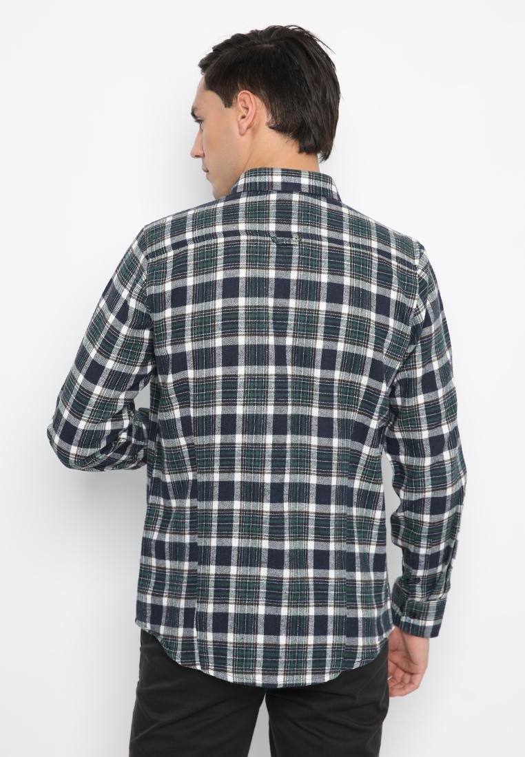 Jobb Devono Kemeja Pria Flannel Lengan Panjang Slim Fit Hijau - Image 3