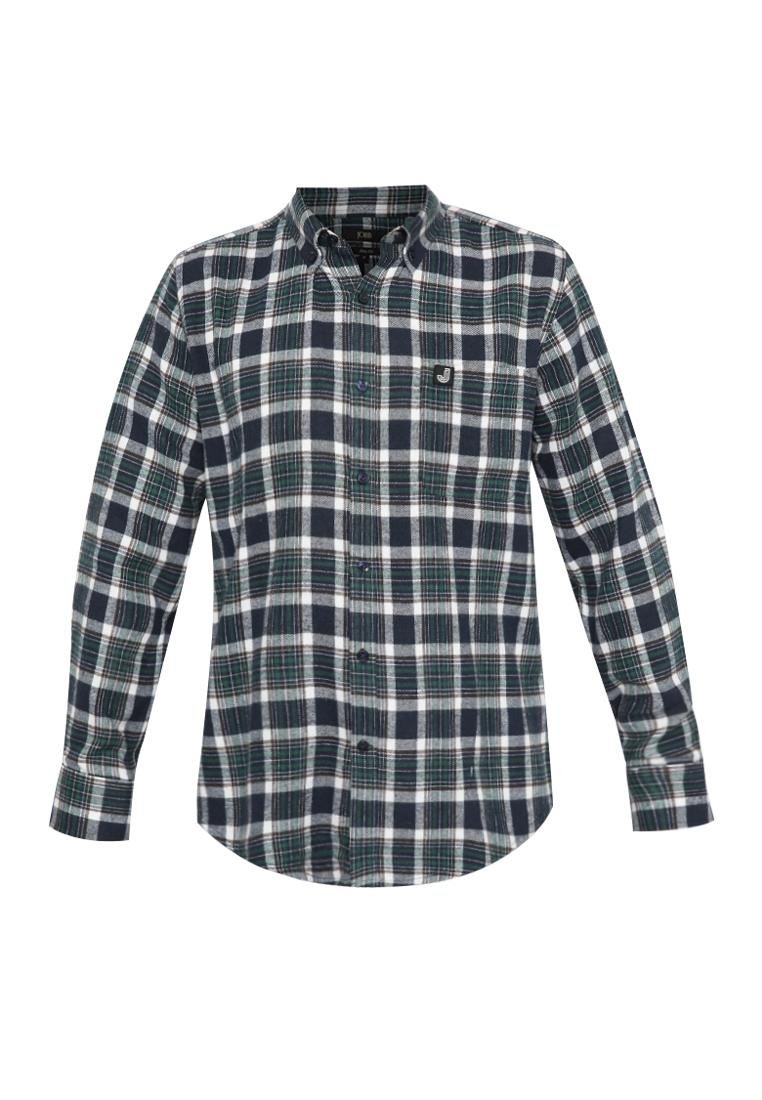 Jobb Devono Kemeja Pria Flannel Lengan Panjang Slim Fit Hijau - Image 6