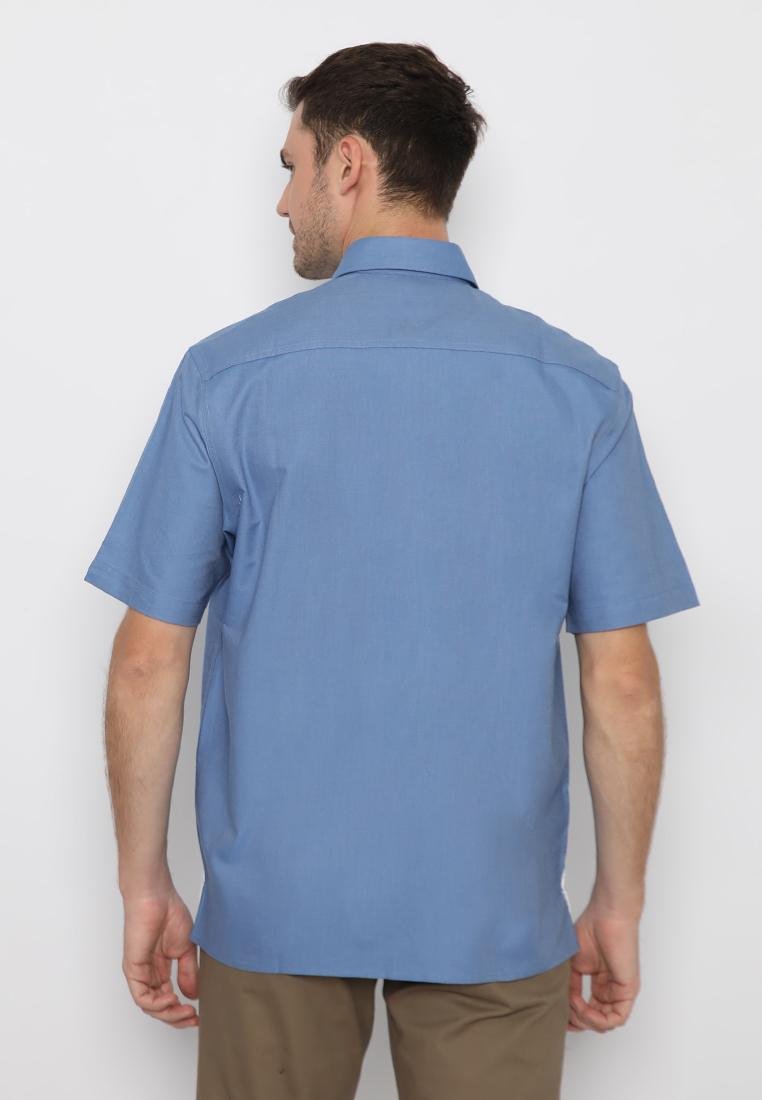 Jack Nicklaus Parma Kemeja Pria Lengan Pendek Regular Fit Navy 2022 - Image 3