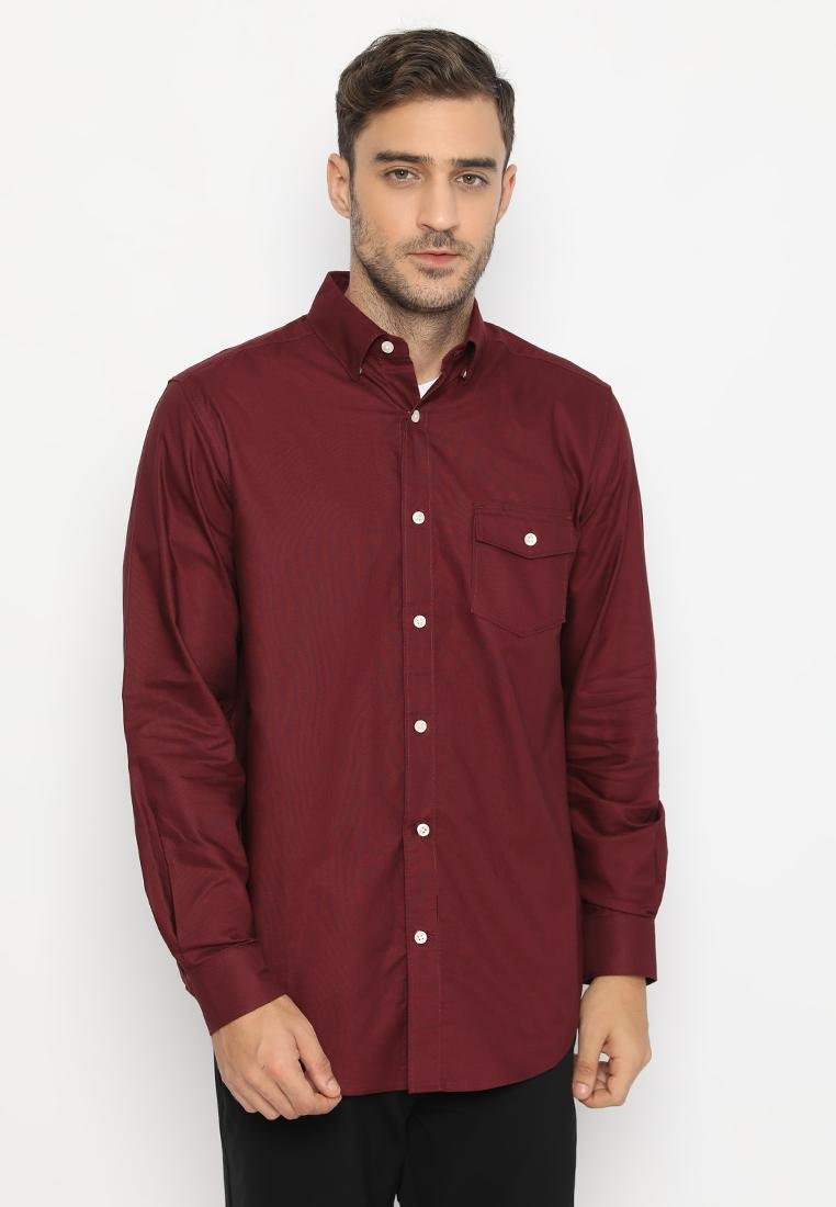 Jack Nicklaus Evaro Kemeja Pria Slim Fit Burgundy