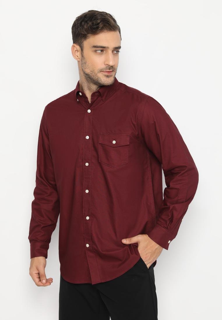 Jack Nicklaus Evaro Kemeja Pria Slim Fit Burgundy - Image 2