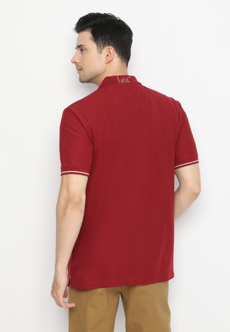 Jack Nicklaus Rover Polo Shirt Pria Regular Fit Burgundy - Image 3