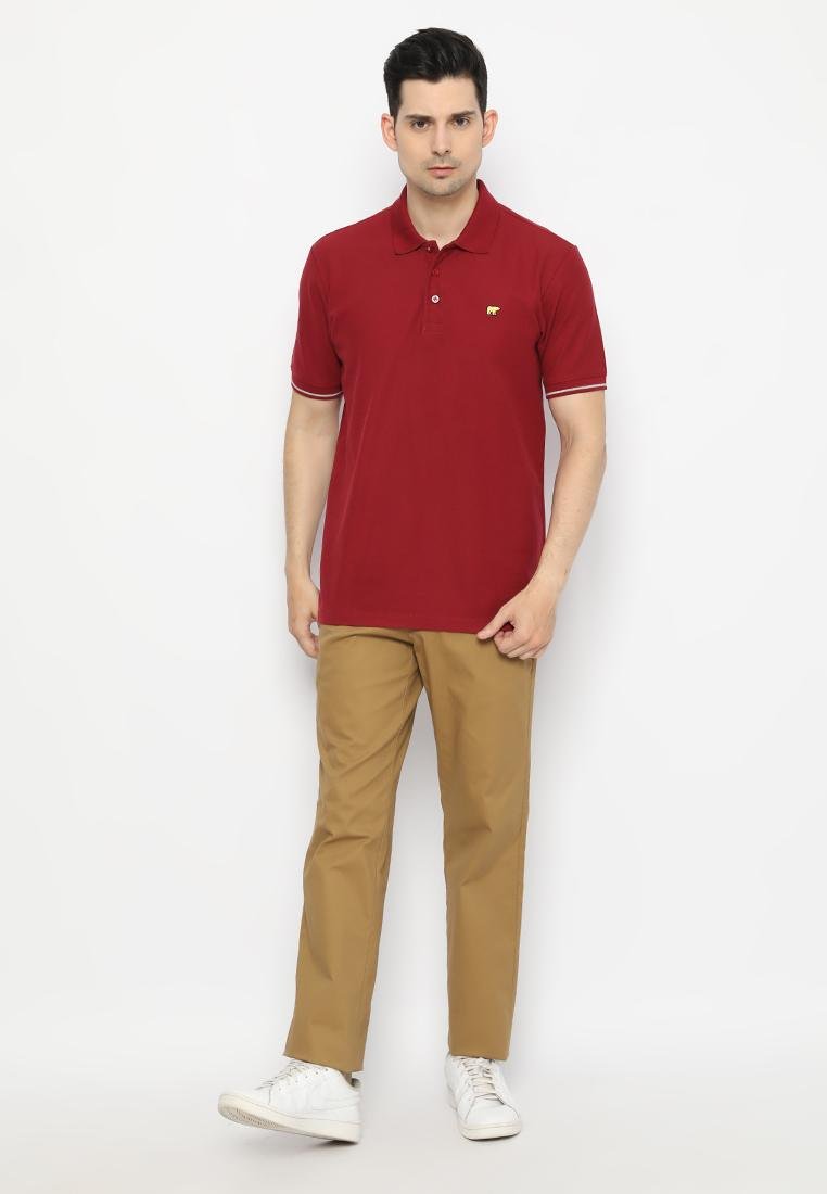 Jack Nicklaus Rover Polo Shirt Pria Regular Fit Burgundy - Image 4