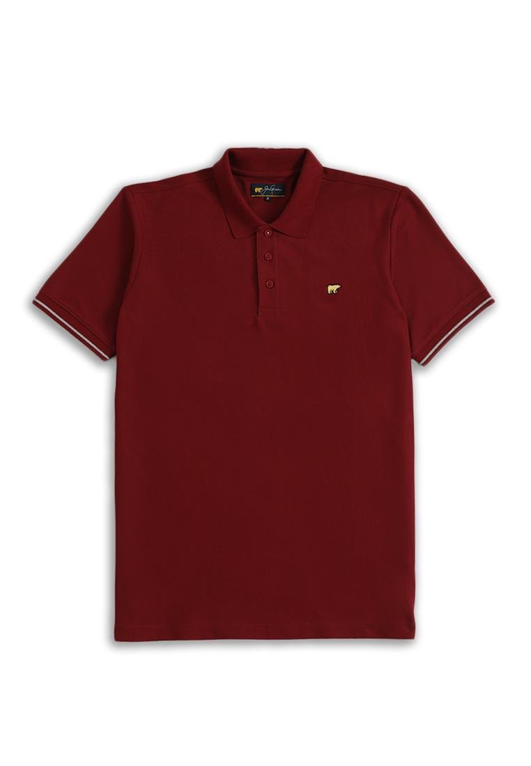 Jack Nicklaus Rover Polo Shirt Pria Regular Fit Burgundy - Image 6