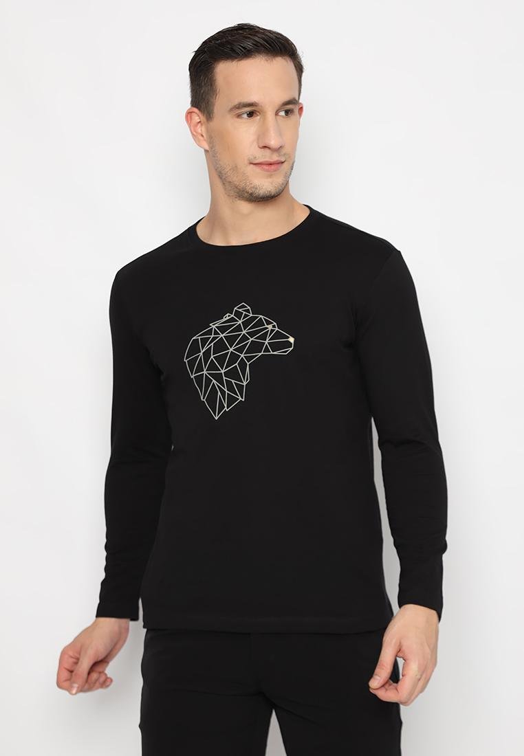 Jack Nicklaus Tron T-Shirt Pria Lengan Panjang Slim Fit Hitam