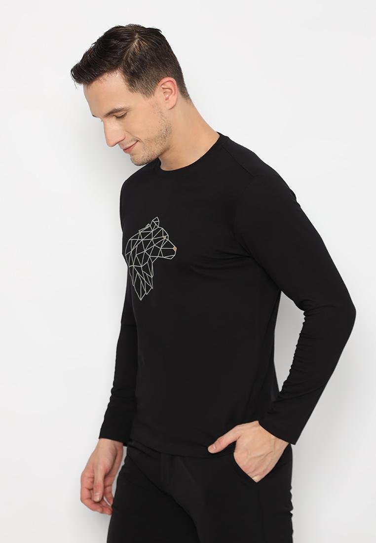 Jack Nicklaus Tron T-Shirt Pria Lengan Panjang Slim Fit Hitam - Image 2