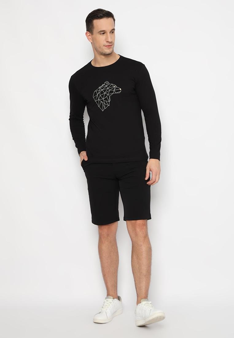 Jack Nicklaus Tron T-Shirt Pria Lengan Panjang Slim Fit Hitam - Image 4