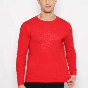 Jack Nicklaus Tron T-Shirt Pria Lengan Panjang Slim Fit Chili Red