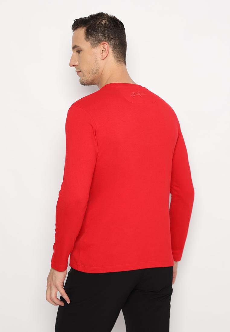Jack Nicklaus Tron T-Shirt Pria Lengan Panjang Slim Fit Chili Red - Image 3