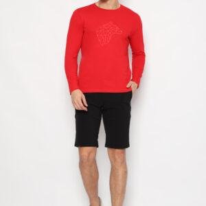 Jack Nicklaus Tron T-Shirt Pria Lengan Panjang Slim Fit Chili Red