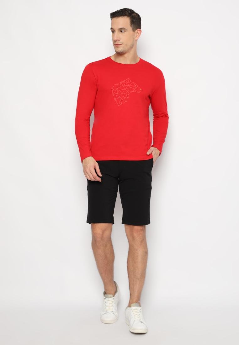 Jack Nicklaus Tron T-Shirt Pria Lengan Panjang Slim Fit Chili Red - Image 5