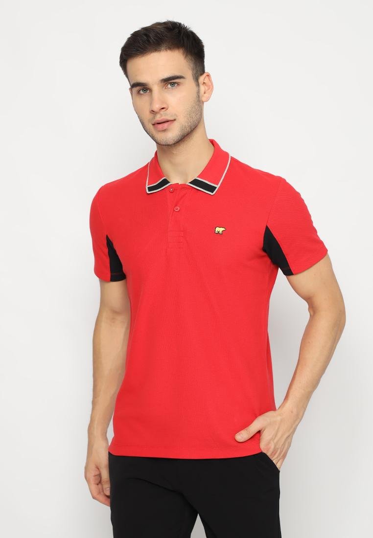 Jack Nicklaus Cooper Polo Shirt Pria Slim Chili Red